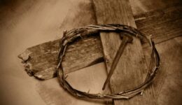 Jesus Christ cross, nail and crown of thorns