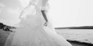 Caucasian beautiful bride on wedding day.